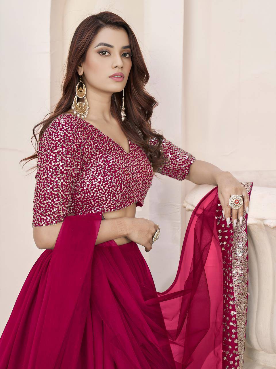 Anchal vol 2 Georgette Pink Wholesale lehenga choli suppliers in Delhi